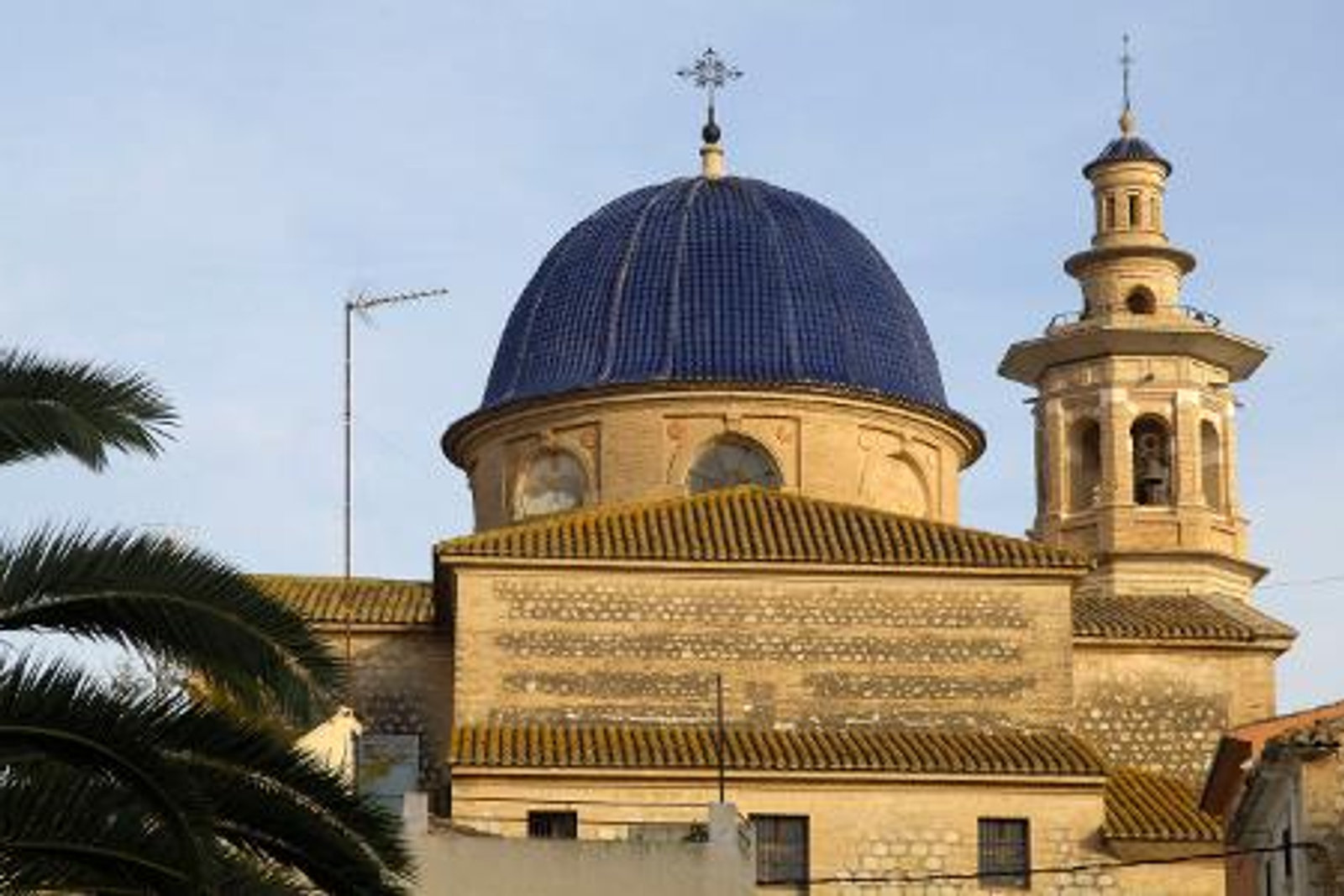 The blue-domed church of a village in the Marina Alta